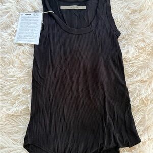 Enza Costa Black Ribbed silk blend Sleeveless Tank Top